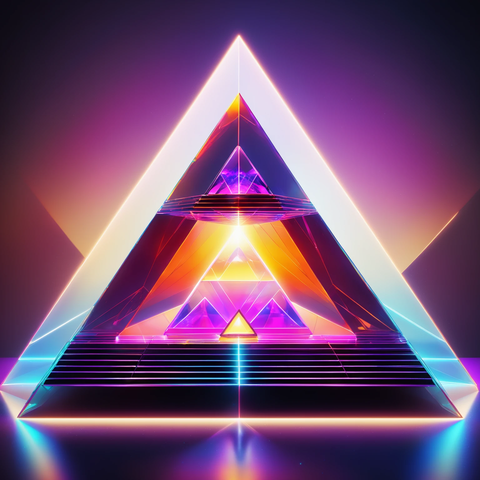 <lora:aiai-DiscoLucid-XL1-v1-captions:0.75> aiai-DiscoLucid style synthwave style translucent pyramid shape, laser precision, haze, film grain, in the style of 90s geometric posters, internal illumination, hyperrealism, high quality, 8K Ultra HD, masterpiece, best quality