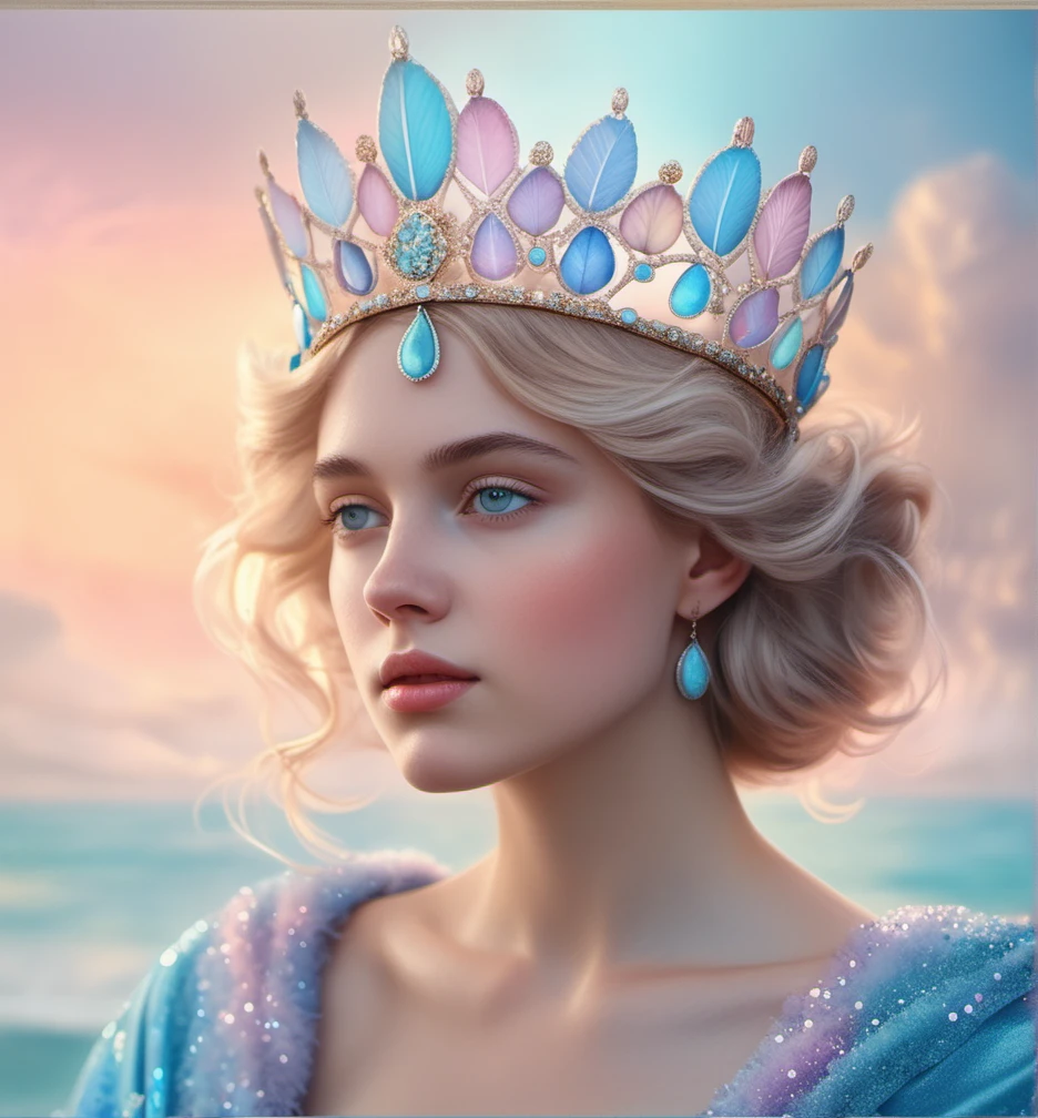 (Cinematic Photo:1.3) of (Realistic:1.3),(Cosy:1.3) Princess girl with wing, Blue, Pastel, glitter, dramatic, dreamy, pastel, Watercolor, Whimsical, Delicate, seashell crown, Trending on Artstation, Highly detailed, Intricate, Portrait, digital painting, Fantasy theme, Fantasy robes, Fantasy concept art, Fantasy character art, Smug, Teenage girl, perfect body, full body, dreamy, pastel, Watercolor, Whimsical, Delicate, seashell crown, art by loish and lois van baarle, Trending on Artstation, Highly detailed, Intricate, Portrait, digital painting,Highly Detailed,(Art Deco:1.3),(Photorealism:1.3),(Classical Realism:1.3),(Fujifilm Superia:1.3)