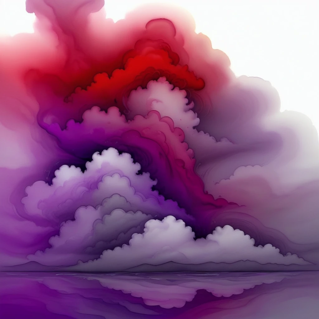 air, water, purple, red, cloud gray, watercolor