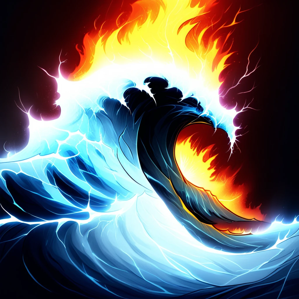 radiant light, huge wave, fire, lightning bolt, mind power, ice