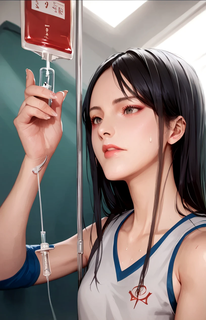 <lora:intravenousdrip-XLPony_v001:0.8>,intravenous drip,1girl,skinny,long hair,black hair,upper body,track mark,needle, score_9, score_8_up, score_7_up , source_anime, masterpiece, best quality, perfect anatomy , very aesthetic , absurdres