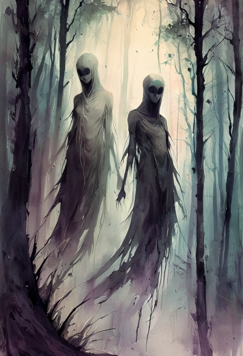 <lora:artfullyGHAST_SDXL_V1:1>, artghst, shade, in a forest, in the style of anne bachelier