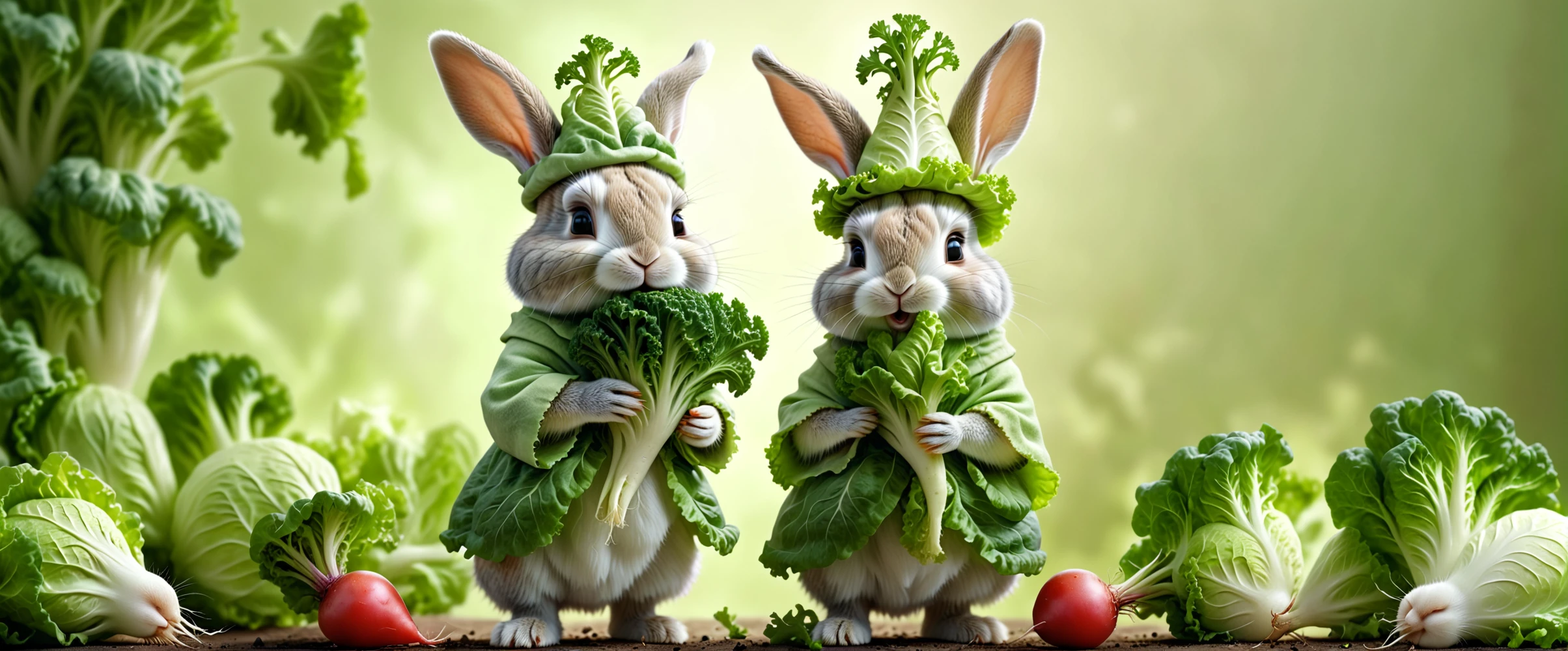 adorable concept illustration of an anthropomorphic bipedal rabbit wearing an lettuce hat, lettuce robes, eating a radish, soft lighting, gentle texture, dreamy atmosphere, pastel tones, matte finish, detailed background, garden background
detailed, fluffy, smooth, digital art, sharp focus
photo photograph photographic photography realistic photorealistic hyperrealistic