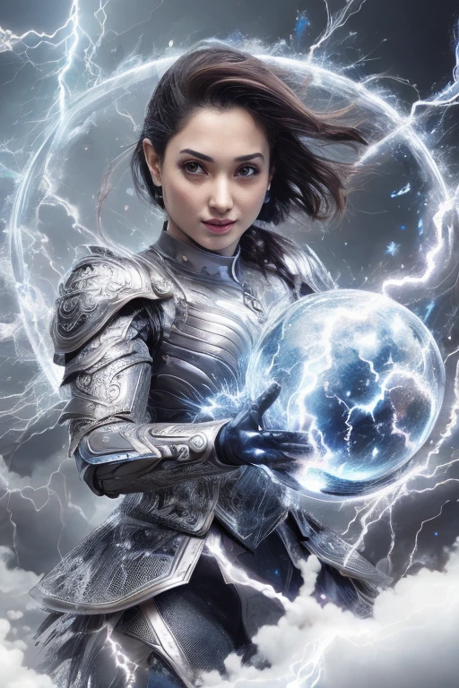 highly detailed image of tammy <lora:tammy_super_v2:.7>  , thunder orb in hands, thunder and lightning, lightning armor <lora:ThunderMagic:.7>