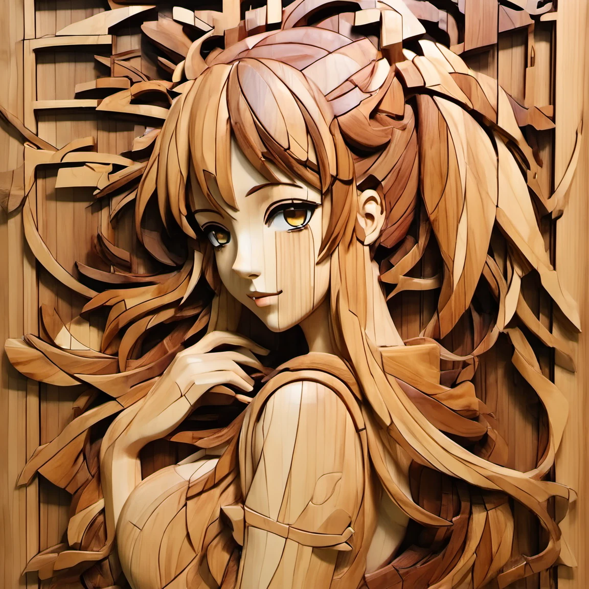 woodenart,wooden,anime girl<lora:woodenart:1>,