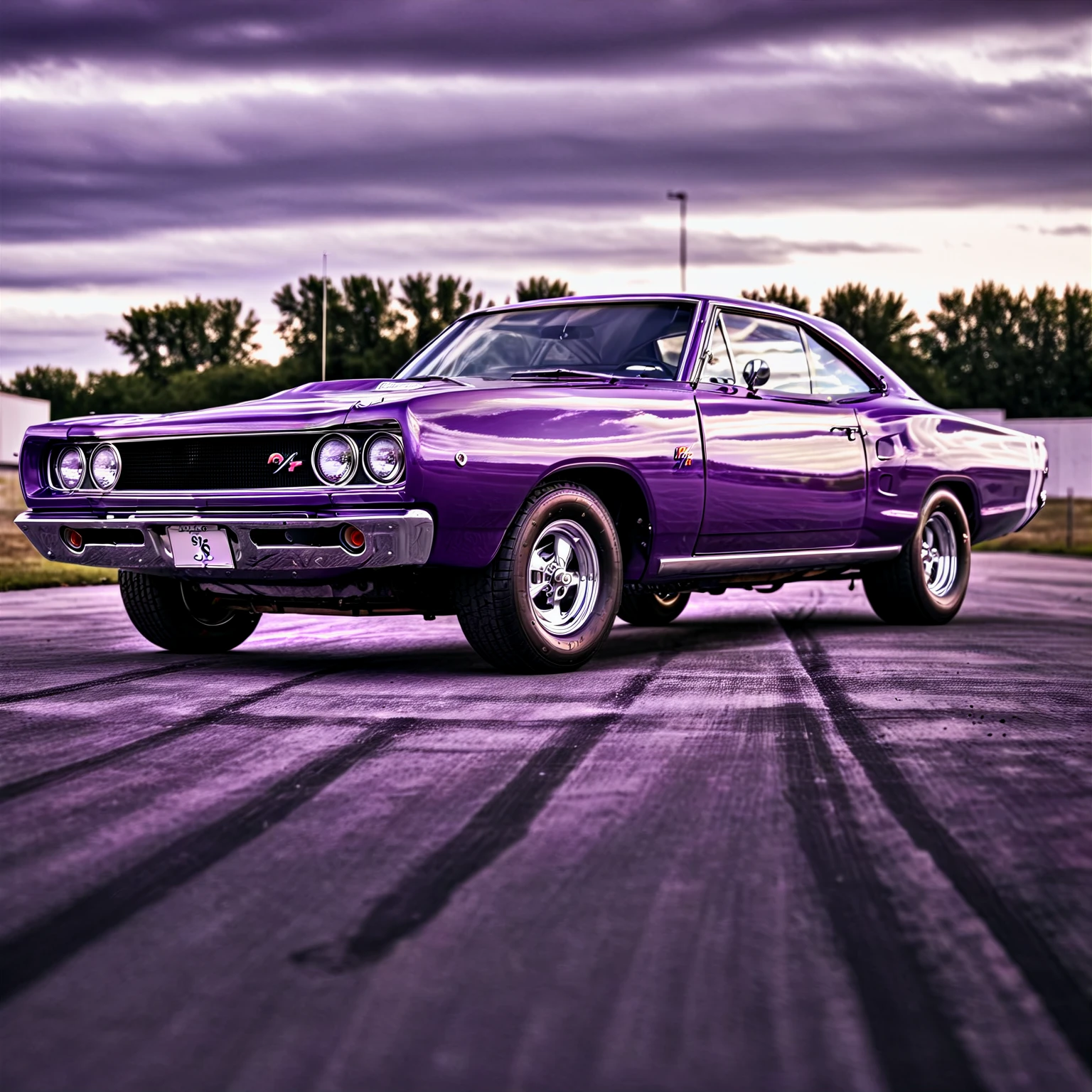 high-resolution 8k realistic photograph of a purple 68DodgeXL  <lora:68DodgeXL:1>