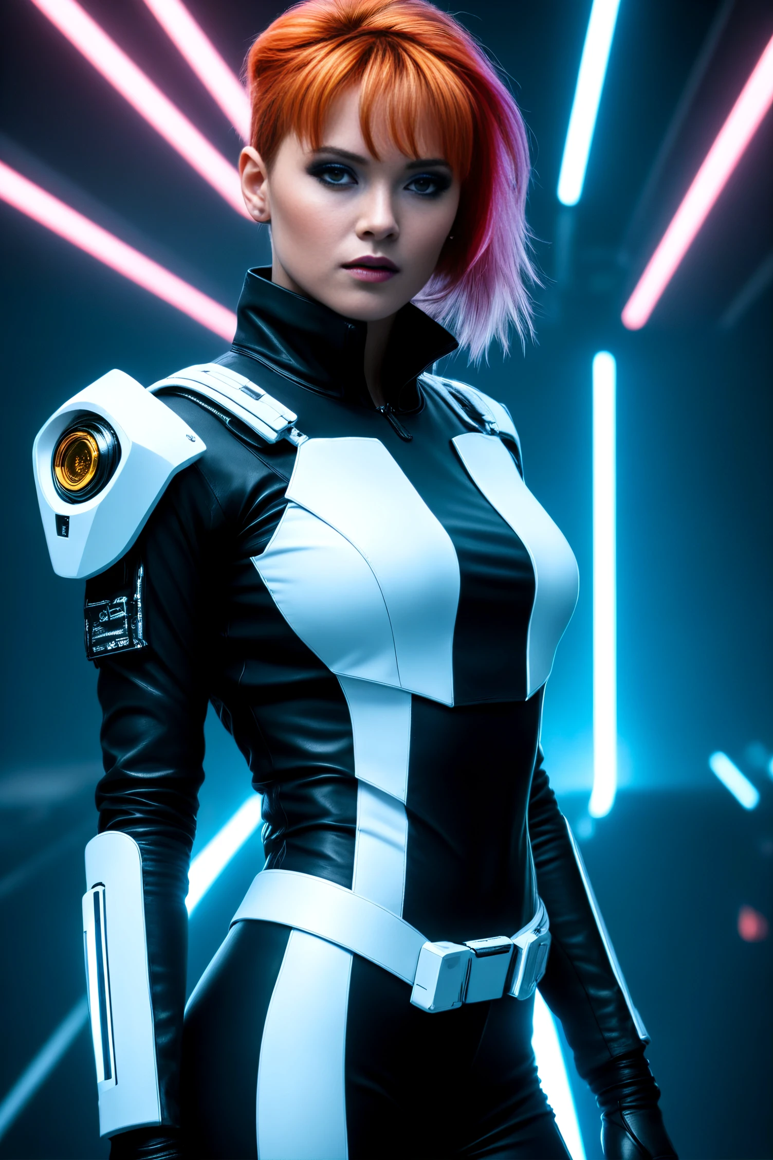 UHD, 4k, ultra detailed, cinematic, a photograph of Photorealism <lora:JenniferRedSDXL-000008:1>, JenniferRedSDXL  wearing Cyberpunk Gang Member's Attire in Low-Gravity Ridge Area, looking at the viewer, Photorealism, often for highly detailed representation, photographic accuracy, or visual illusion., epic, beautiful lighting, inpsiring