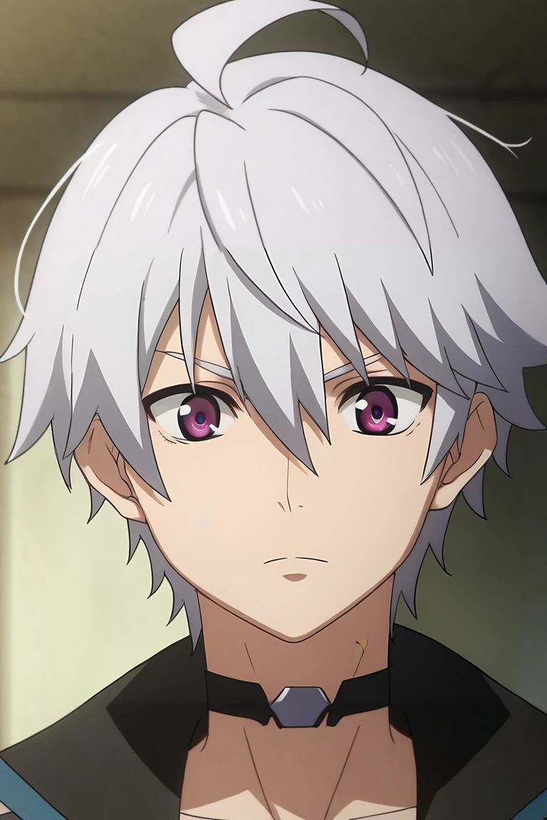 score_9, score_8_up, score_7_up, source_anime, rating_safe, , anime screencap, anime coloring, , , depth of field, 1boy, solo, male focus, <lora:liu_mi_pony:0.8>, liu_mi, grey hair, purple eyes, short hair, hair between eyes, ahoge, choker, , , <lora:sdxl_lightning_8step_lora:1>