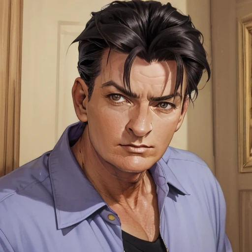Create a Detective Conan character, Kogoro Mori, in live-action format。その際、Kogoro Mori、Pose naked and a little sexy。