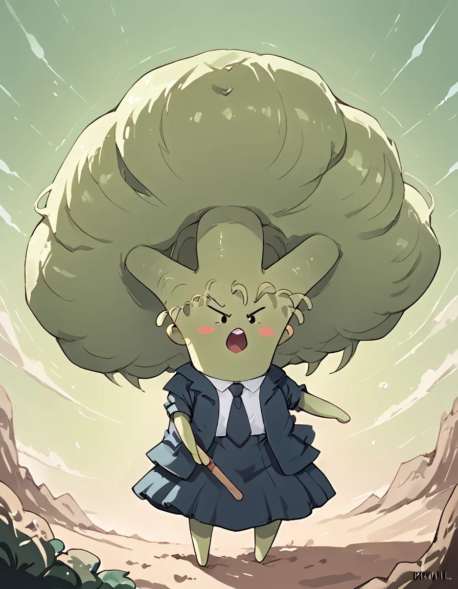 score_9, score_8_up, score_7_up, 
anthro green br0cc0li girl, official_costume,solo,
screaming,angry,
field, flowers,
 <lora:broccoli_v2:1>