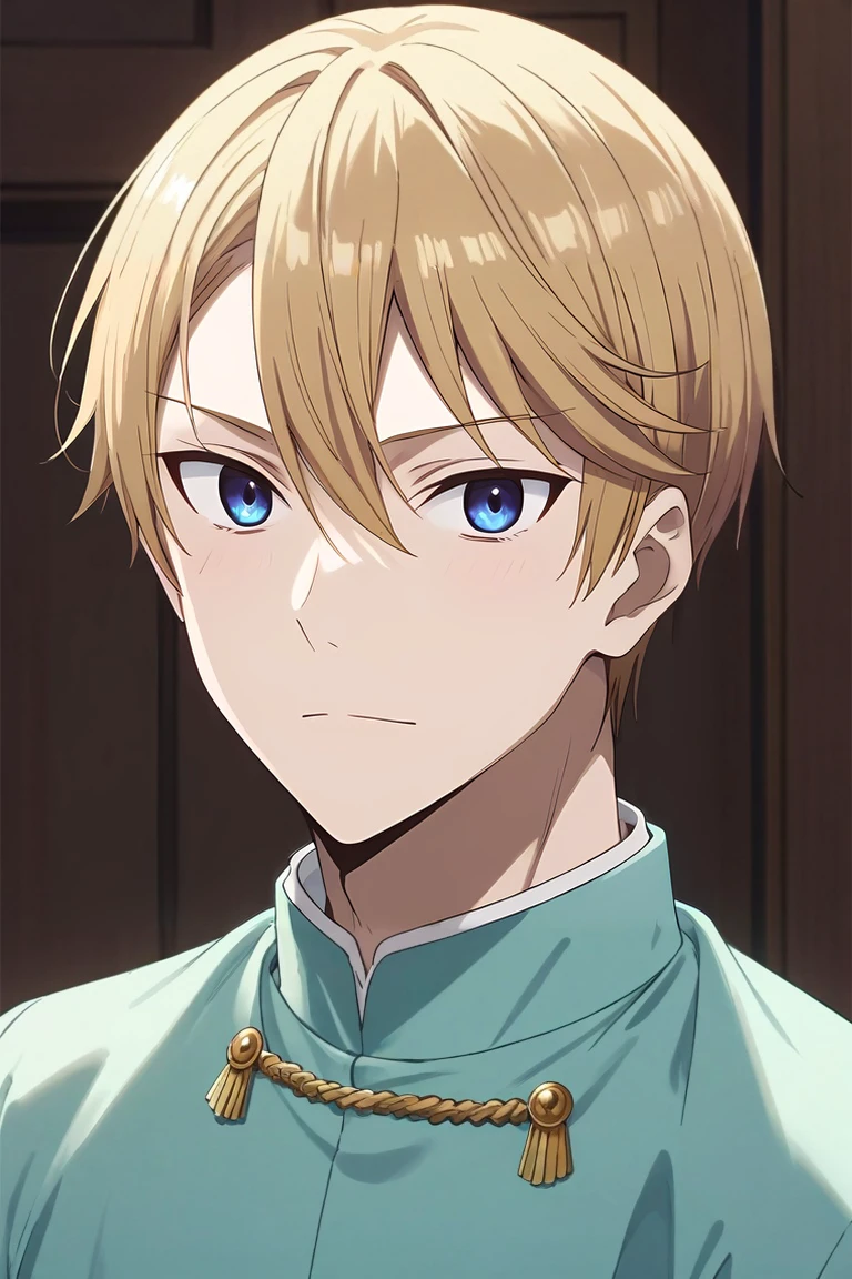 score_9, score_8_up, score_7_up, , rating_safe, , , , , 1boy, solo, male focus, <lora:miyuki_shirogane_pony:0.8>, miyuki_shirogane, blonde hair, blue eyes, short hair, bangs, hair between eyes, , , <lora:sdxl_lightning_8step_lora:1>