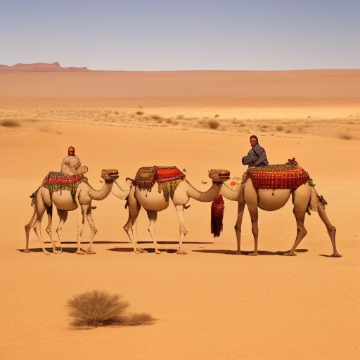 landscape, desert, camels, hot