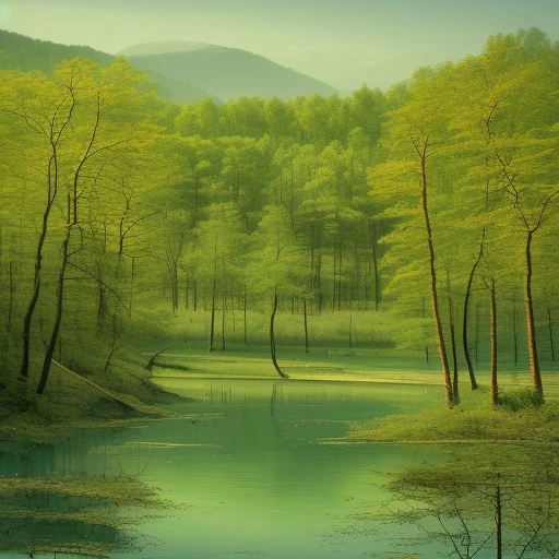 landscape, forest, trees, lake, stunning, day