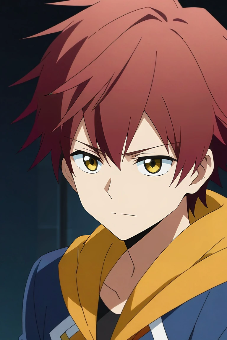 score_9, score_8_up, score_7_up, source_anime, rating_safe, , anime screencap, , official style, , , 1boy, solo, male focus, <lora:theo_hamatora_pony:0.84>, theo_hamatora, red hair, yellow eyes, short hair, hood, hoodie, , , <lora:sdxl_lightning_8step_lora:1>