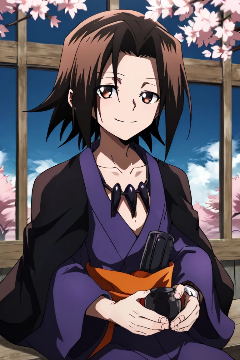 score_9,score_8_up,score_7_up,source_anime,1boy,solo,looking at viewer, Asakura Yoh,brown hair, brown eyes,medium hair,smile,Japanese clothes,kimono,jewelry,necklace, upper body, outdoors, sitting, Cherry blossoms, lying<lora:EMS-403319-EMS:1.000000>