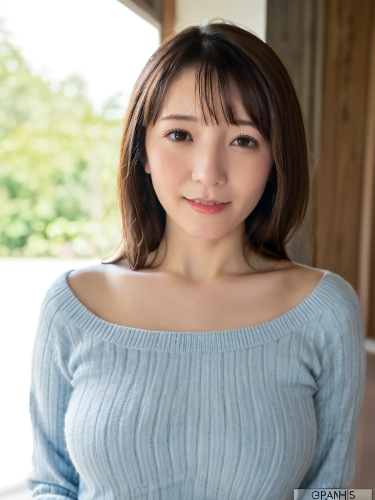 uncensored, 1lady,solo, source_real, <lora:Ohana:0.8>ohana,busty,upper body, close up,22y.o,milf face,sweater,