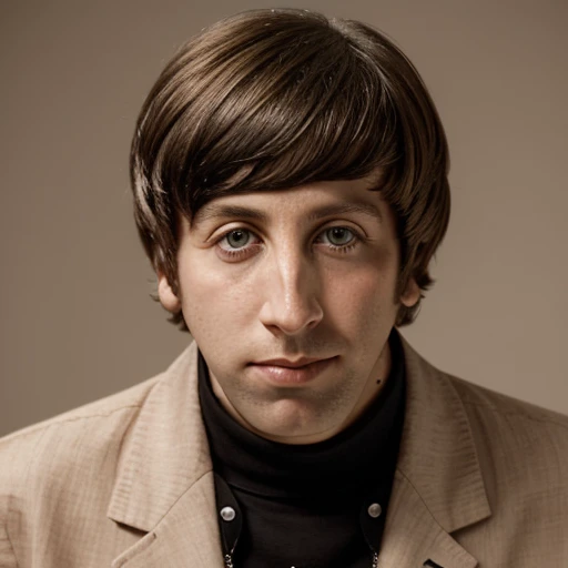 1boy, man, sim_hel, portrait, focus on face, solo, neutral, looking at the viewer, shirt, beatles haircut,<lora:Simon_Helberg:1>