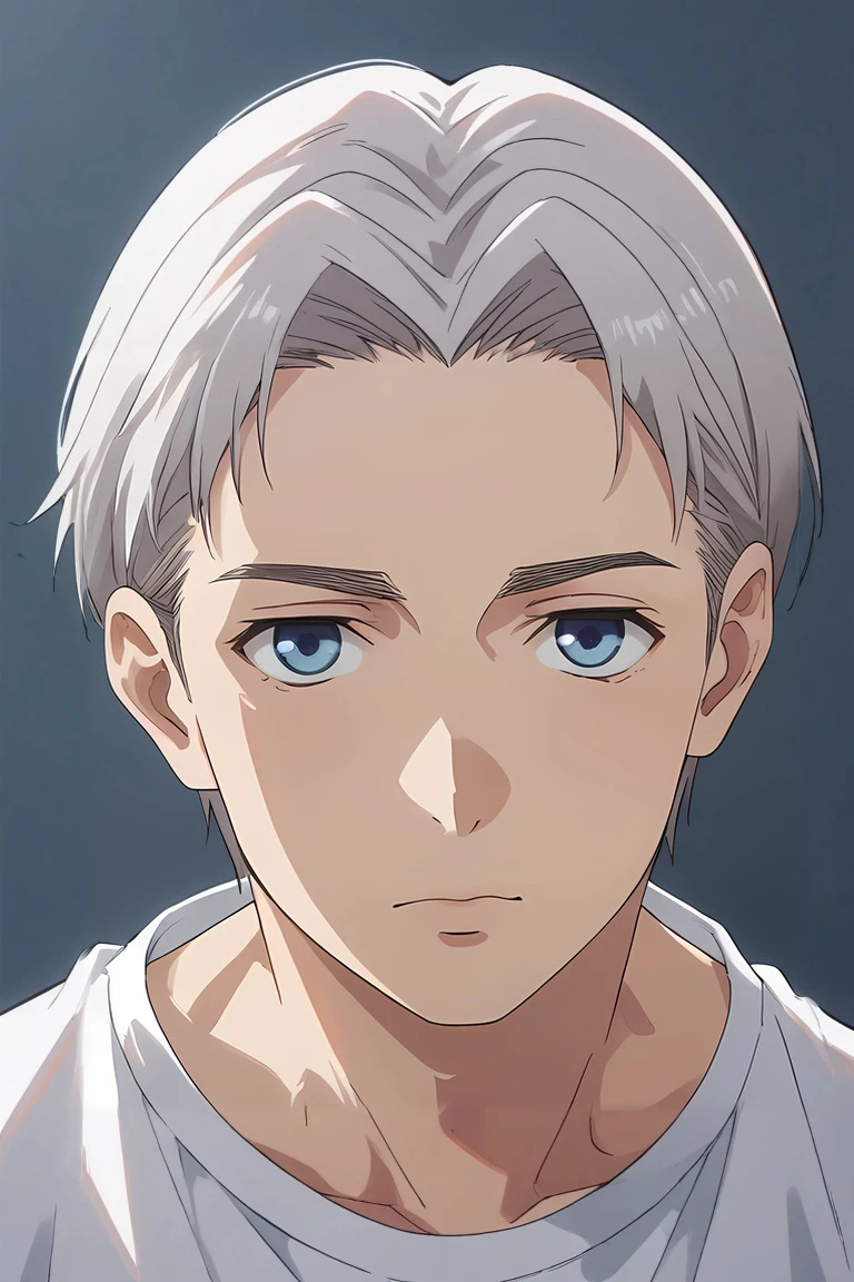 score_9, score_8_up, score_7_up, source_anime, rating_safe, , (photorealistic:0.6), looking at viewer, , 1boy, solo, male focus, <lora:shouta_doi_pony:0.88>, shouta_doi, grey hair, blue eyes, short hair, parted bangs, , , <lora:sdxl_lightning_8step_lora:1>