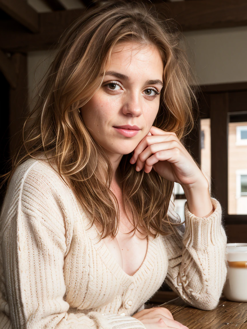 RAW photo,   tv_Suzy_Byron_MXAI
BREAK
, wearing a cozy knitted sweater, sitting in a café, holding a steaming mug with both hands, happy expression, 
BREAK, (((Ultra-HD-details, Ultra-HD-detailed, Ultra-HD-realistic, Ultra-HD-photo-same-realistic-quality-details))), 8k uhd, dslr, soft lighting, high quality, film grain, Fujifilm XT3