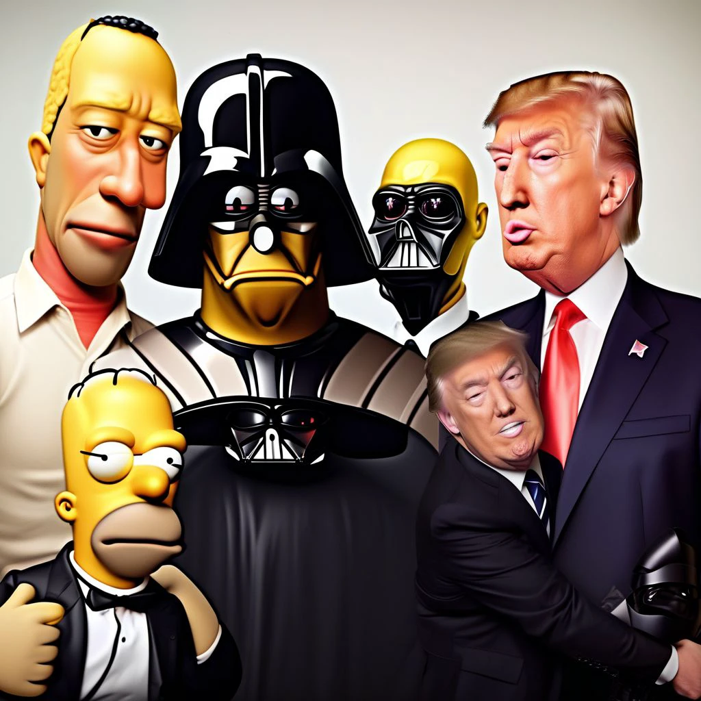 homer simpson and donald trump and darth vader