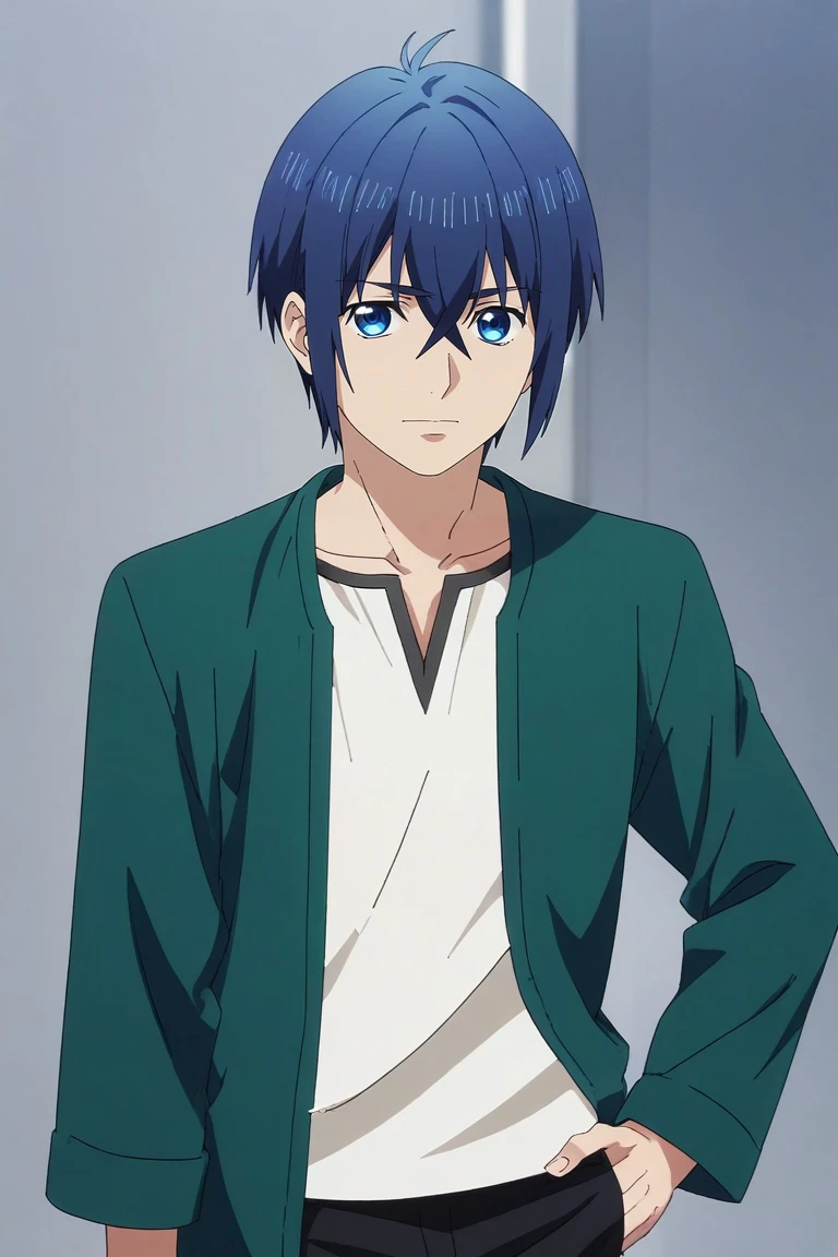 score_9, score_8_up, score_7_up, source_anime, rating_safe, , (3d:0.4), looking at viewer, , 1boy, solo, male focus, <lora:reito_mizuhara_pony:0.9>, reito_mizuhara, blue hair, blue eyes, short hair, hair between eyes, rule of thirds, niagara falls, noon, hand on hip, :o, , <lora:sdxl_lightning_8step_lora:1>