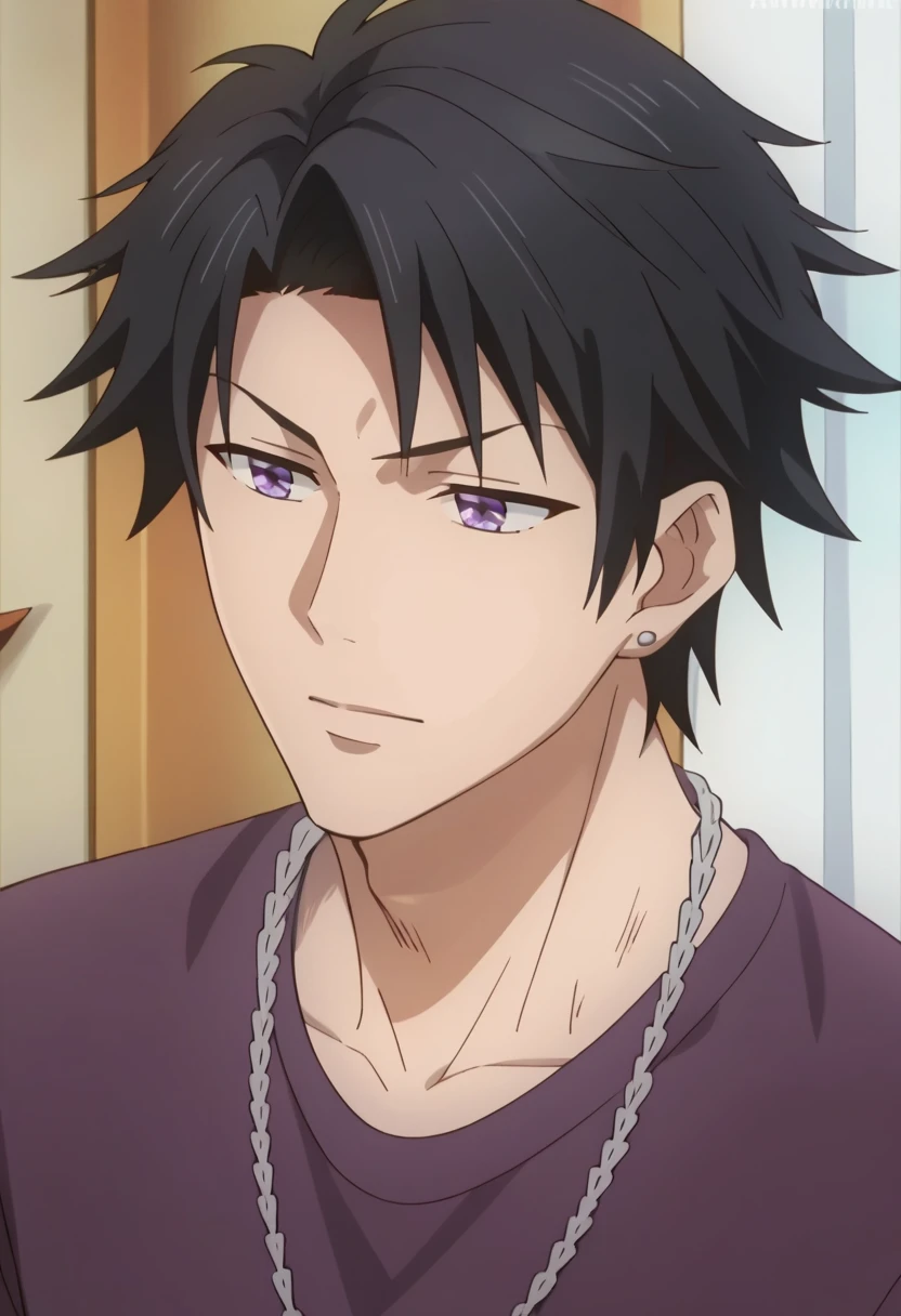 score_9, score_8_up, score_7_up, score_6_up, detailed, ,source_anime, male  focus
rui chihaya, black hair, purple eyes, earrings, jewelry, purple shirt, necklace<lora:EMS-404436-EMS:1.000000>