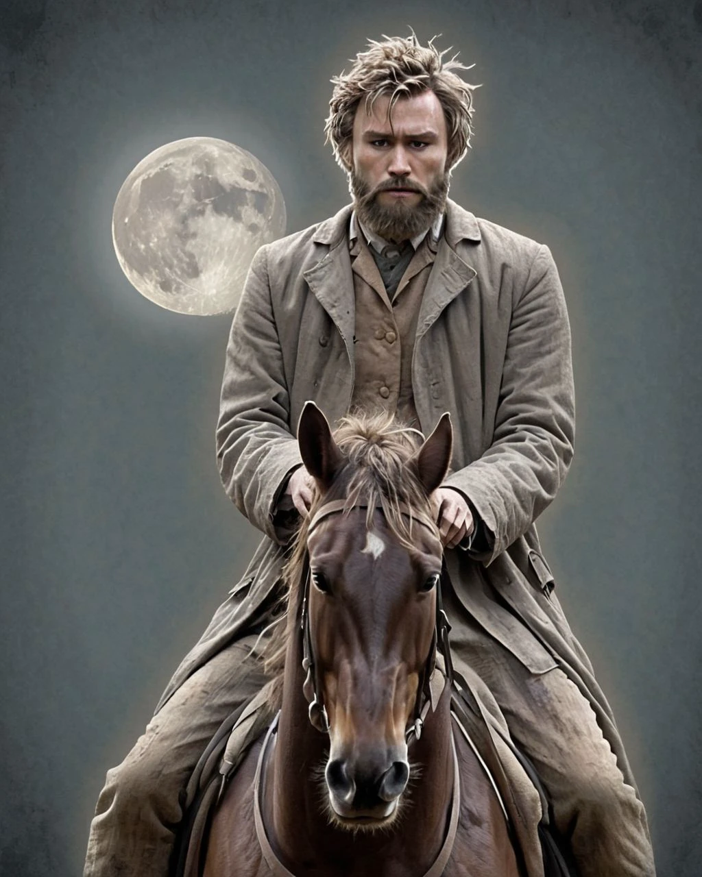 <lora:nedkelly_e10_r4_xl:0.8>,
nedkelly, a man in a bank, wearing trench coat, messy hair, beard, (heath ledger:0.8), lit by moonlight, 19th century australia, riding a horse, from side, muted colors, charcoal,