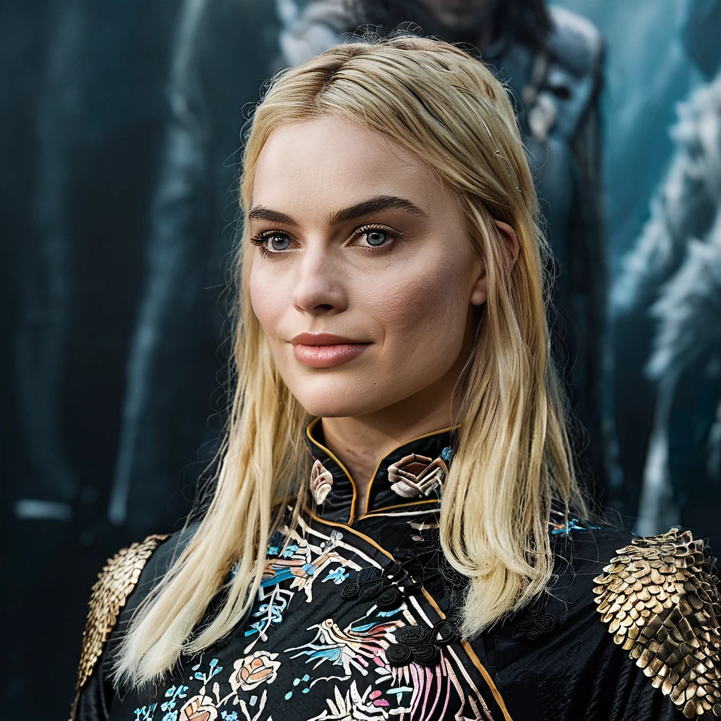 Skin texture, Closeup portrait photo of a stunning young woman dressed as a highborn noble from game of thrones,f /2.8, Canon, 85mm,cinematic, high quality, looking at the camera, mxrbbie,   <lora:marobbie_2016_juggerX_xl_2_st_wocap-mxrbbie-000074:1>