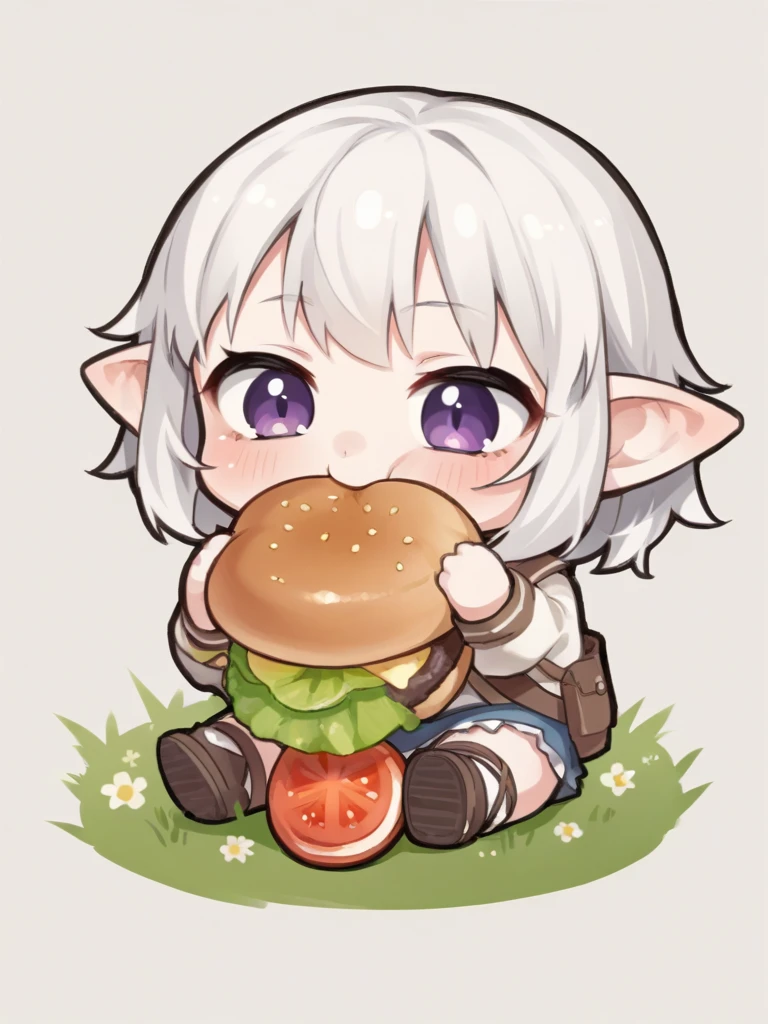 <lora:Burger_Malfunction-PonyXL-1024px:0.8>
score_5_up, score_6_up,
1girl, solo, sitting, chibi, eating, holding food, burger, burger_malfunction, long white hair, pointy ears,  tomato, cucumber, messym bacon, ketcup, mustard, salad