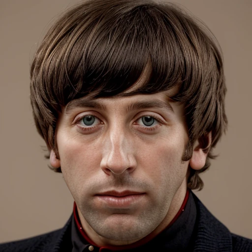 1boy, man, sim_hel, portrait, focus on face, solo, surprised, looking at the viewer, casual, beatles haircut,<lora:Simon_Helberg:1>