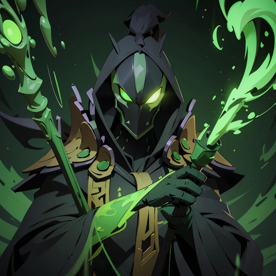 rubick, black coat, full body, glowing, green eyes, green gloves, green magic, holding staff, magic staff, robe, simple background, staff, wizard,  <lora:Rubick:0.8>, black and white mask, mask, dynamic pose, (full body:1.1), epic, cinematic effects, high detailed, high quality, masterpiece, perfect, intricate detailes, aesthetic, Painting, intricate details, modern-style colour illustration, detailed setting, freckles, reaction frame, erotic aesthetics,