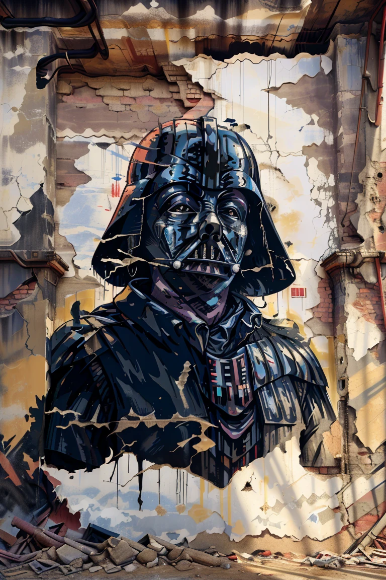 darth vader, stylized, mural <lora:Wall:1>