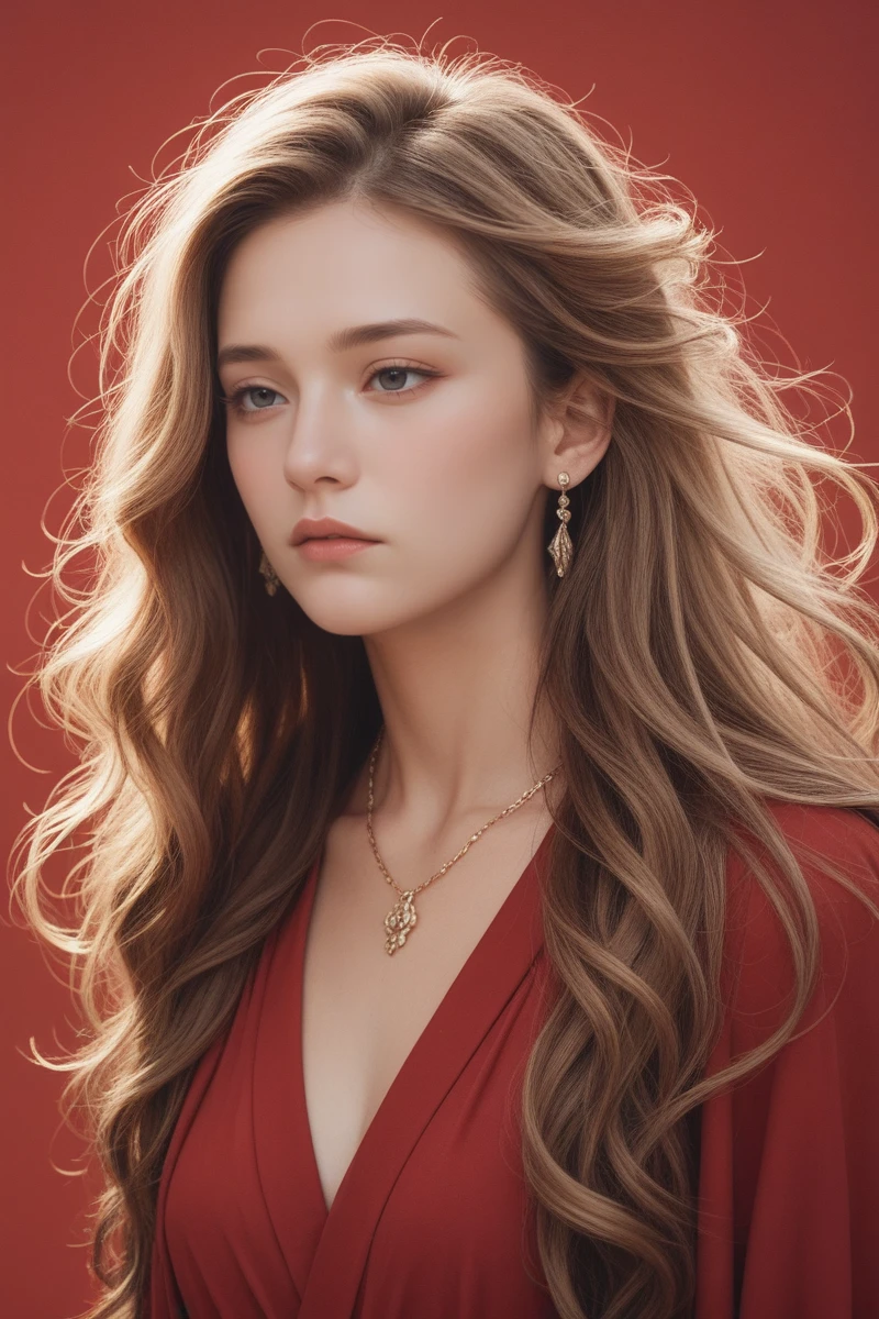 score_9,score_8_up,score_7_up, 1girl, 20 years old, long hair, windblown hair , expressionless,
beautiful woman, beautiful face, earrings, necklace, red backgrounds,