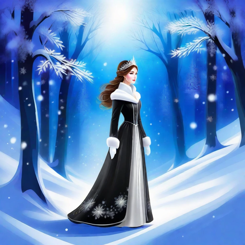 black, night, dark world, darkness, 1girl with prominent eyes, standing in a snowy winter forest, snowflakes gently falling on her, trees heavily laden with snow, expression of serene determination, wearing warm, stylish black winter attire, soft glow from the snow's reflection on her face, capturing the tranquility of the scene, in a digital painting, ultra clear, with a touch of magical realism,
<lora:SDXL Snow Princess v1.5:0.8>,