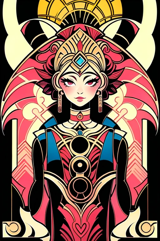 1girl, solo, Fantasy Art Deco