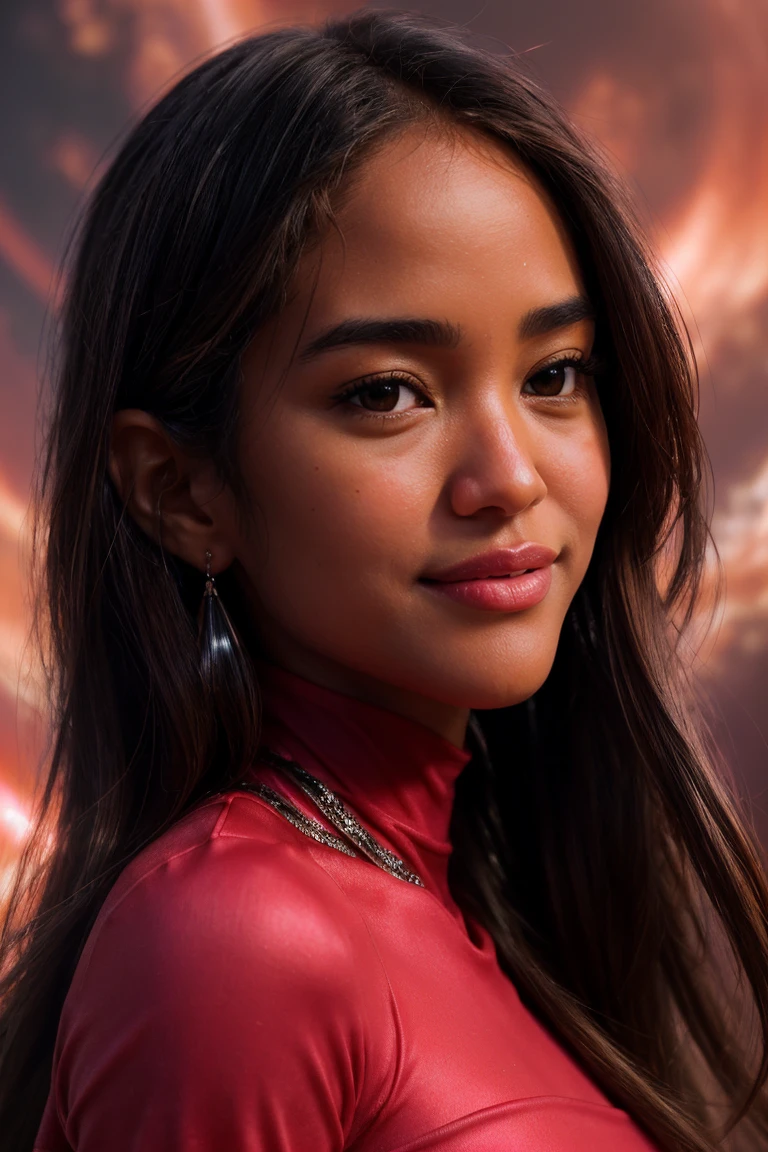 (Facial Close Up Short, Portrait:1.3) Tower13_Indyra (skinny, slim, slender, narrow waist:1.3) ((Photo Focus, DOF, Aperture, insanely detailed and intricate, character, hypermaximalist, hyper realistic, super detailed, (lens flare))) (Red Spandex Dress:1.3) (Red and Black liquid backdrop:1.3) (smile:1.3) <lora:exposure_control_v10:-0.2> <lora:more_details:0.3>(Volumetric Pink Smoke:1.4)(Fire:1.3)