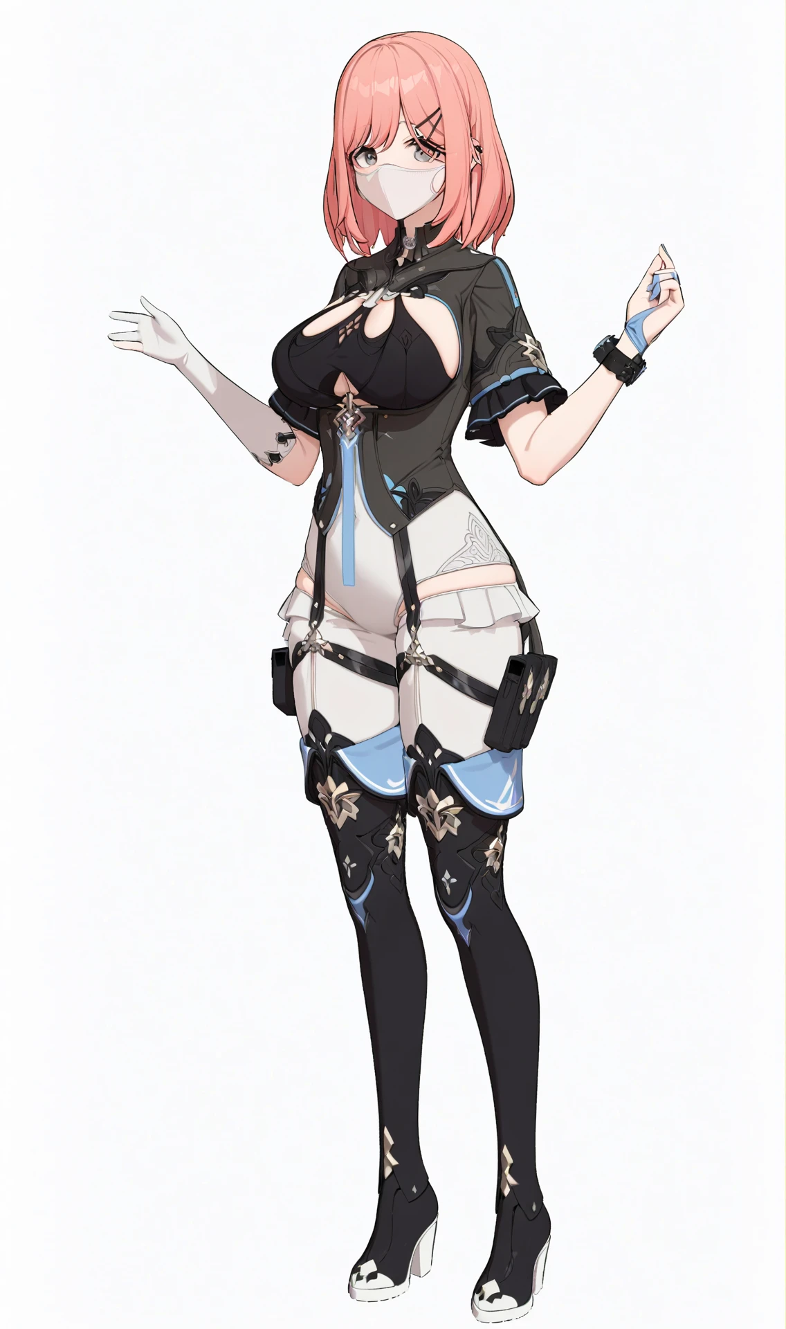 ((masterpiece, best)),(1girl),((mature woman)), light pink hair, dizzy, trumpet, ((office lady)), bangs, mid-chest, (full), slim, smiling, [wide hips] ,office,standing, aru \(blue archive\),