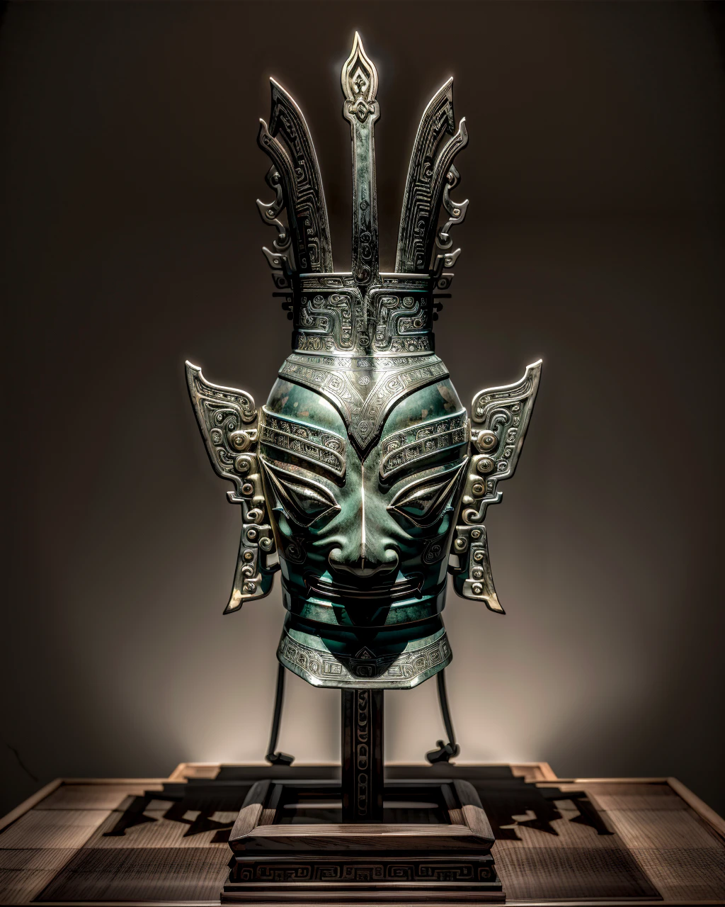 best quality,masterpiece,highly detailed,ultra-detailed, 
  at a ancient palace,  
 <lora:neg9V2_last:0.7>  
 <lora:sanxingdui:1> , sanxingdui, ,  stat