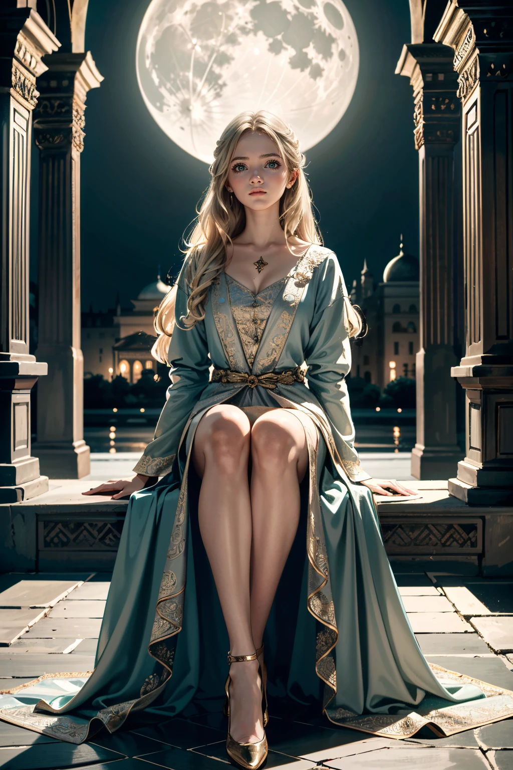 ((ultra detailed, masterpiece, absurdres))
 <lora:TWTVCiri:0.8>
TWTVCiri, 1girl, long hair, blonde hair, sitting, full body, Exquisite marble palace courtyard, dynamic moonlit ambiance, intricate mosaic patterns