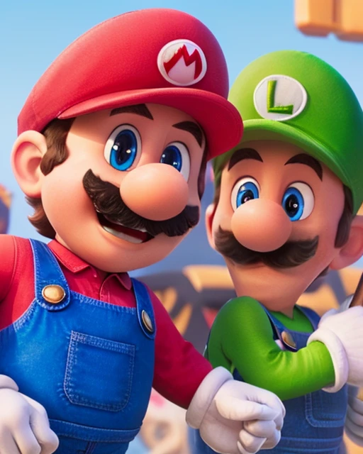 best quality, highres, ultra details, masterpiece,8K,UHD,half body,
2boys, mario and luigi,mustache,lovely,blue eyes,hat,overalls, shirt, white_gloves, <lora:mario_and_luigi:0.9>