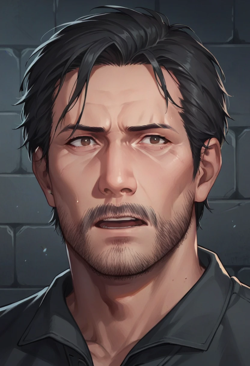 score_9, score_8_up, score_8, source_anime, 1boy, <lora:SebastianCastellanos:0.75> ,solo, facial hair, beard, brown eyes, black hair, short hair, upper body, shock, mouth open,
dungeon background,