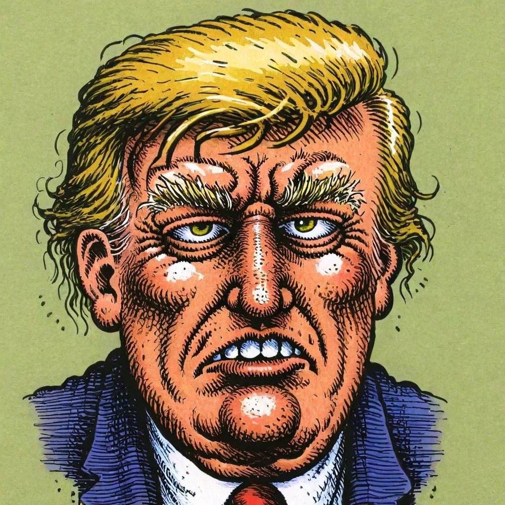 Rough hand drawn color sketch in (rcrumb:1.3) style,
President donaldtrump
<lora:RCrumb_Style_XL_LyCoris_v1.5.2:1.1> <lora:DonaldTrump_XL_10-17-23_v1.7.1:0.9>
