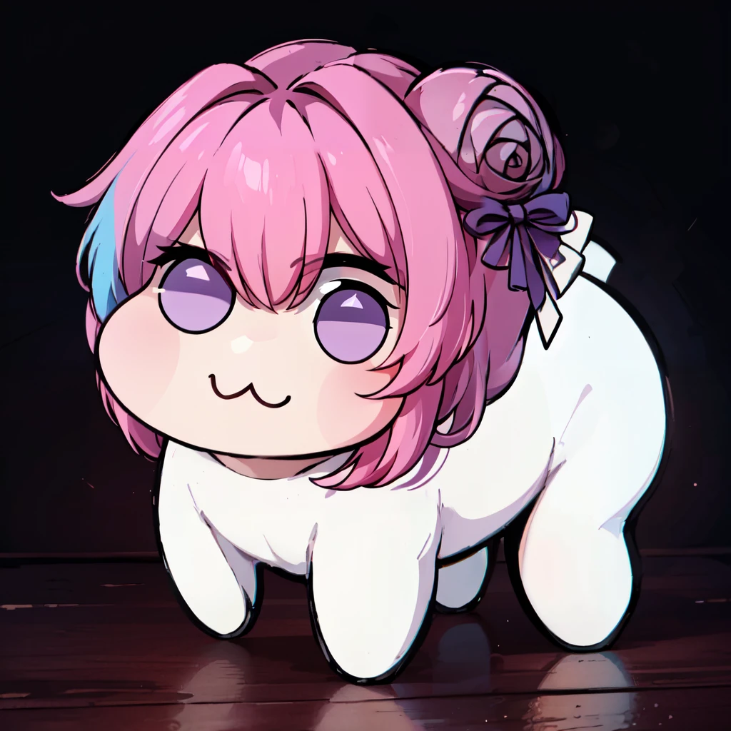 ((masterpiece,best quality)), absurdres, <lora:kafkaStarrailUdon_SD:0.7>, kafkadoro, doro, creature, :3, chibi, pink hair, purple eyes, hair bun, hair bow, no humans, solid circle eyes, <lora:DoroX_V1:0.7>,
