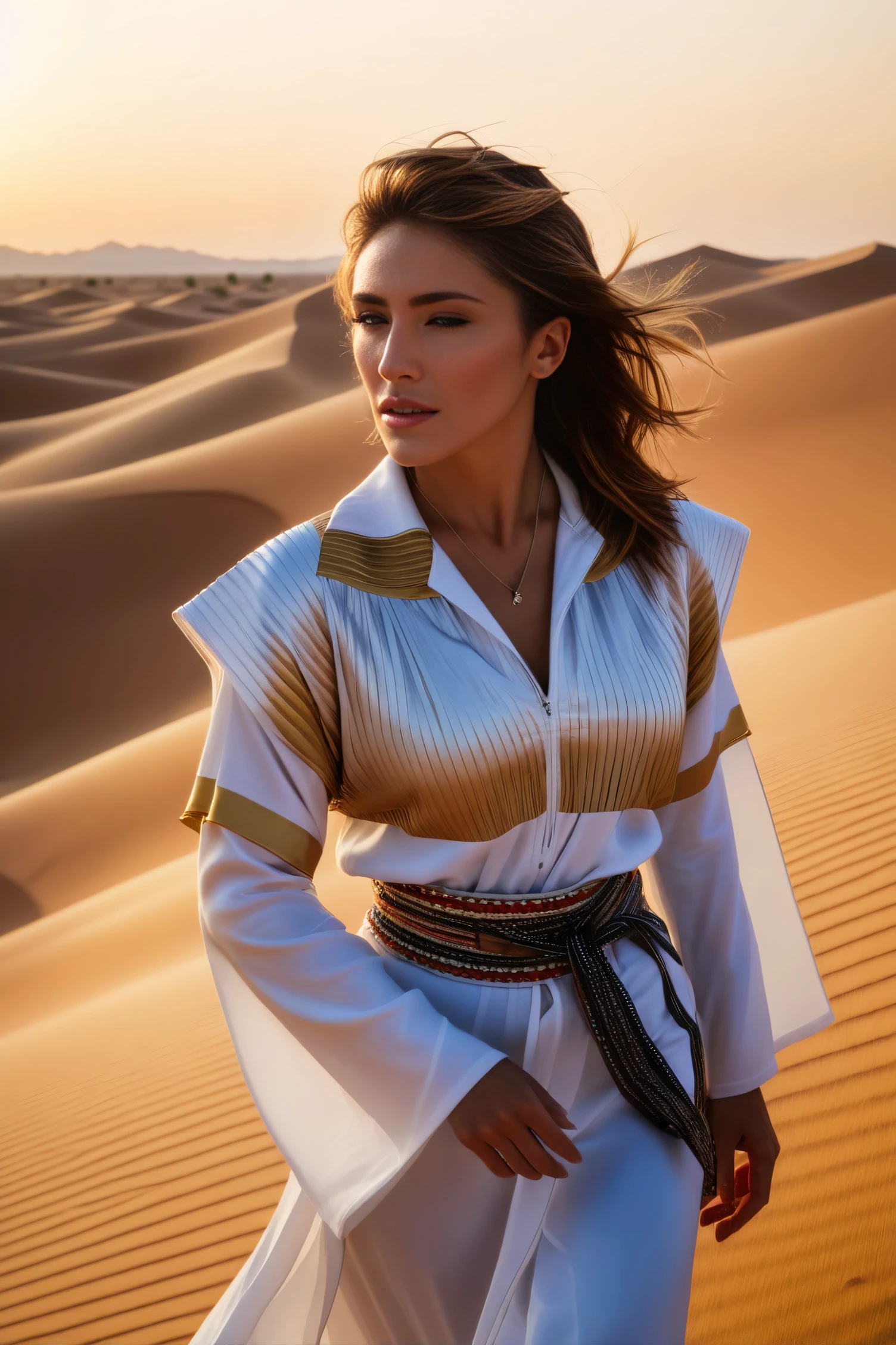 Hyperrealistic art of Photorealism score_9, score_8_up, score_7_up,   <lora:sabrinasalernoSDXL-000008:1>, sabrinasalernoSDXL wearing Miao clothes in Desert Wonders: Explore the otherworldly beauty of the Sahara Desert in Morocco, with endless golden sand dunes and stunning sunsets stretching as far as the eye can see, best quality, masterpiece, 4k, uncensored, prefect lighting, rating_explicit, very aesthetic, BREAK, Photorealism, often for highly detailed representation, photographic accuracy, or visual illusion., Extremely high-resolution details, photographic, realism pushed to extreme, fine texture, incredibly lifelike