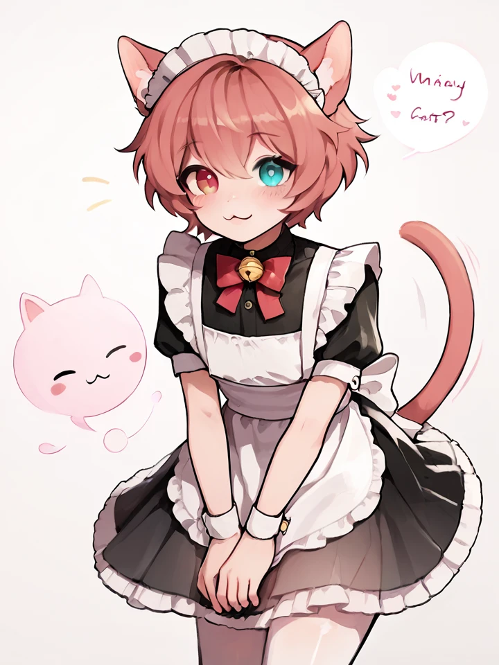 (illustration), score_9, score_8_up, score_7_up, 1 boy, femboy, nekomata, cat boy, cat ears, animal ears, animal ear fluff, cat tail, see-through, details eyes, (heterochromia:0.8), cat pupils, maid uniform, cute face, lift skirt, wags his tail, movement lines <lora:Puni:0.9> <lora:pony_good_hands:0.7>