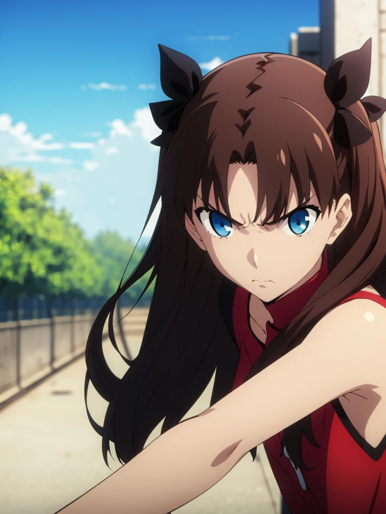 masterpiece, best quality,
anime screencap,
<lora:chara_FateStayNightUBW_TohsakaRin_v1:0.6> tohsaka rin, long hair, brown hair, blue eyes
<lora:gostlapped.sd15.v1:0.6>, angry, gostlapped
1girl,
outdoors,