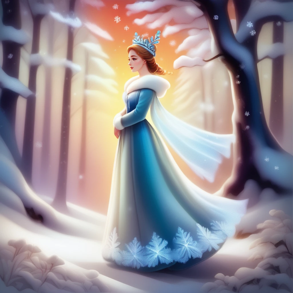 <lora:Pony Snow Princess v0.2:1>,
score_9,score_8_up,score_7_up,1girl with prominent eyes,standing in a snowy winter forest,snowflakes gently falling on her,trees heavily laden with snow,expression of serene determination,wearing warm,stylish winter attire,soft glow from the snow's reflection on her face,capturing the tranquility of the scene,in a digital painting,ultra clear,with a touch of magical realism,