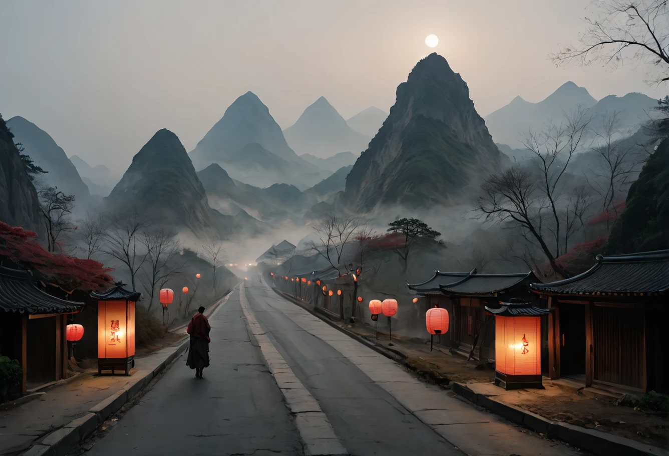 score_9,score_8_up,score_7_up,8k,,ruanyi0697,paper lantern,fog,mountain,dark,path,no humans,<lora:0697 Huangquan Road_v1_pony:1>