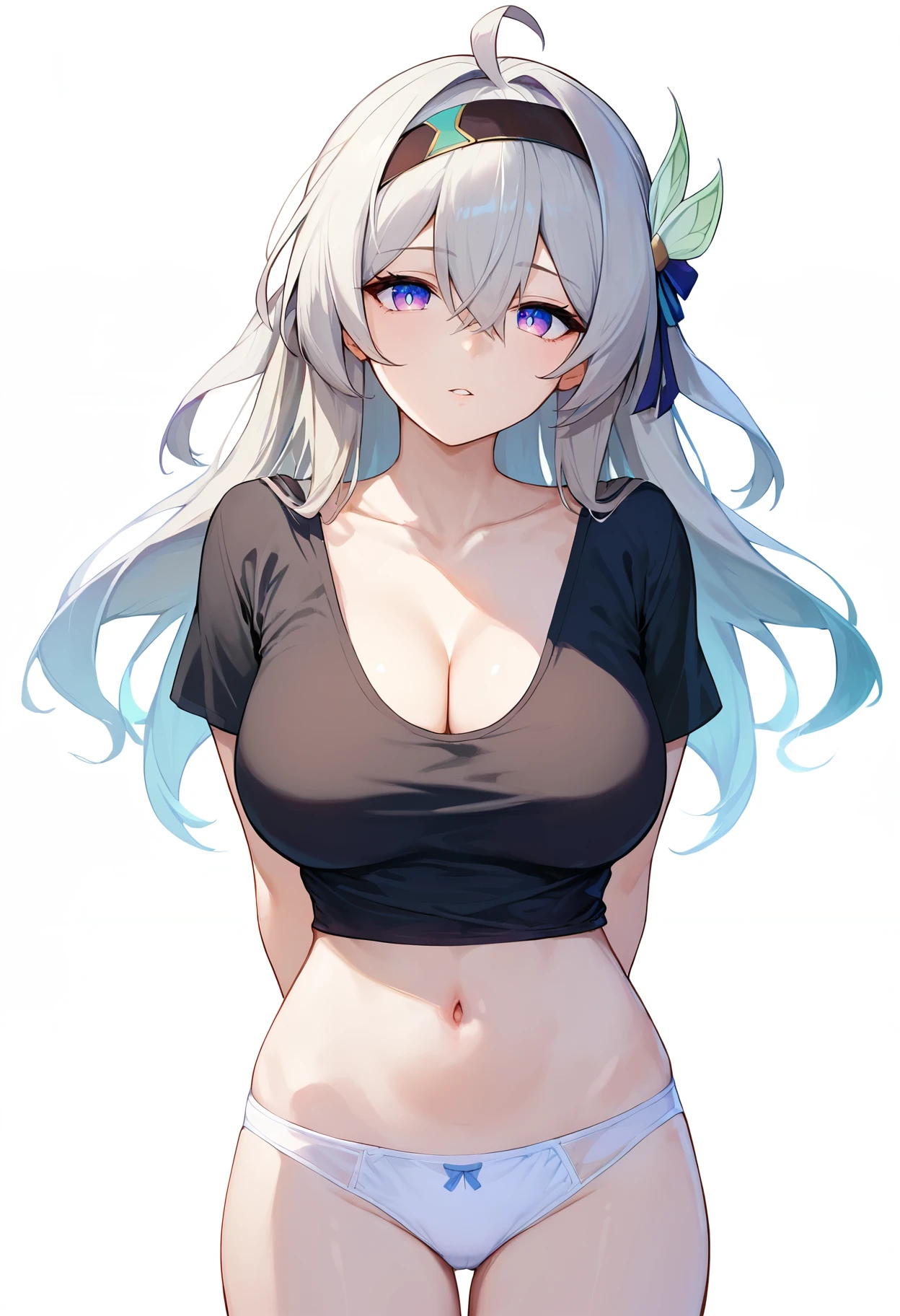 beautiful, masterpiece, Highest quality, anime, One girl, C Cup,Portrait Shot, View your viewers, Covered、Medium Hair、nearby、Blue Eyes、art、、White hair,Blue streaked hair・beautiful, masterpiece, Highest quality, anime, One girl, C Cup,Portrait Shot, View your viewers, Covered、Long Hair、nearby、Blue Eyes、art、White hair,black streaked hair, dark atmosphere、Thighs、Braid、Wet Shirt、Light purple bikini、belt、Pool