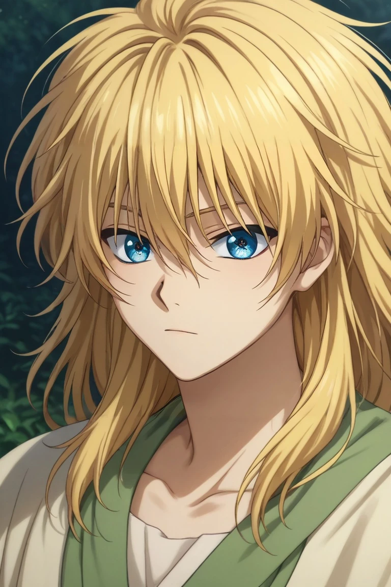 score_9, score_8_up, score_7_up, , rating_safe, intricate details, semi-realistic, , , 1boy, solo, male focus, <lora:zeno_akatsuki_no_yona_pony:1>, zeno_akatsuki_no_yona, blonde hair, blue eyes, long hair, bangs, hair between eyes, , , toga costume, <lora:sdxl_lightning_8step_lora:1>